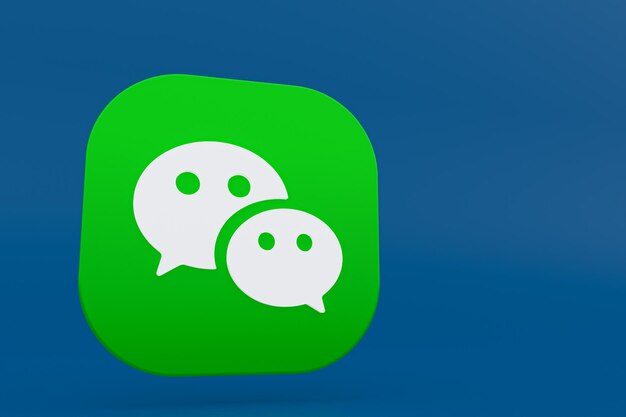 Renderização 3d do logotipo do aplicativo Wechat em fundo azul