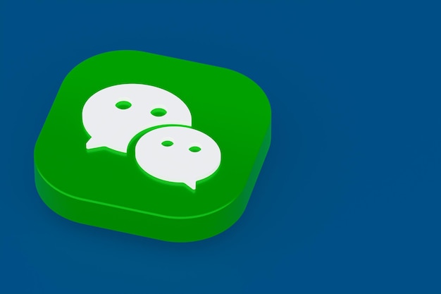 Renderização 3d do logotipo do aplicativo Wechat em fundo azul