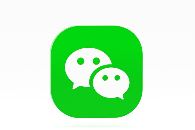 Renderização 3D do logotipo do aplicativo Wechat em fundo branco
