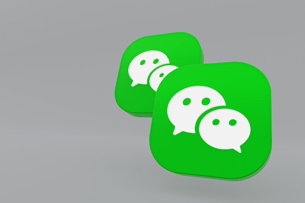 Renderização 3D do logotipo do aplicativo Wechat em fundo cinza