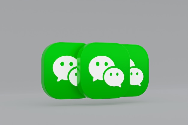 Renderização 3D do logotipo do aplicativo Wechat em fundo cinza