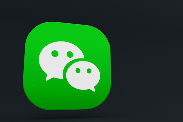 Renderização 3D do logotipo do aplicativo Wechat em fundo preto