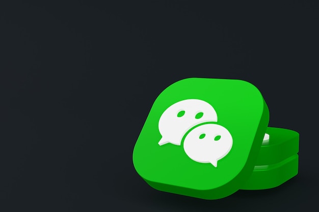 Renderização 3D do logotipo do aplicativo Wechat em fundo preto