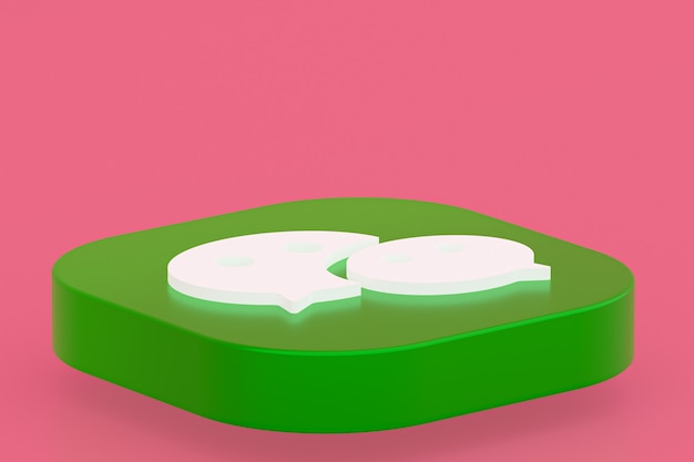 Renderização 3D do logotipo do aplicativo Wechat em fundo rosa