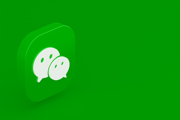 Renderização 3d do logotipo do aplicativo Wechat em fundo verde