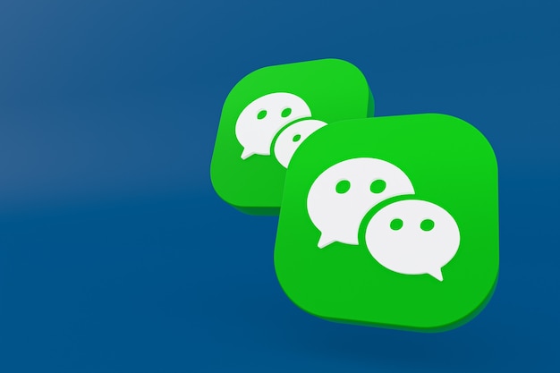 Renderização 3D do logotipo do aplicativo Wechat no fundo azul