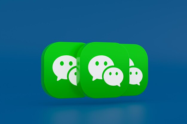 Renderização 3D do logotipo do aplicativo Wechat no fundo azul