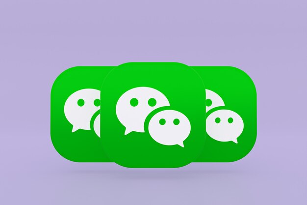 Renderização 3D do logotipo do aplicativo Wechat no fundo roxo