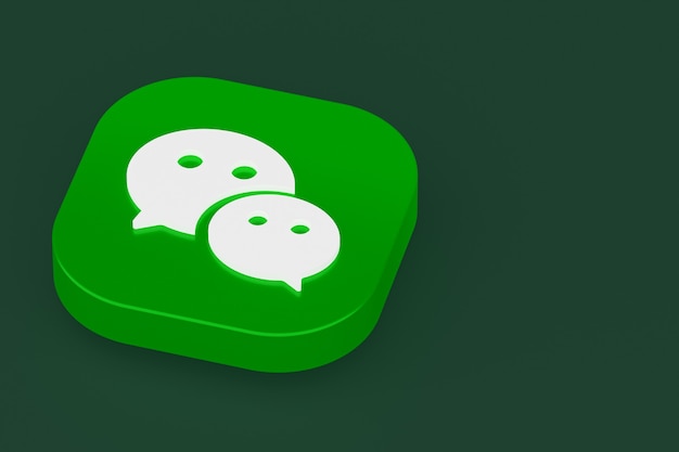 Foto renderização 3d do logotipo do aplicativo wechat sobre fundo verde