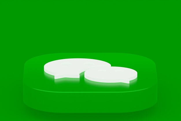 Renderização 3D do logotipo do aplicativo Wechat sobre fundo verde