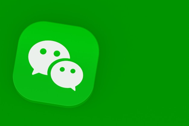 Renderização 3D do logotipo do aplicativo Wechat sobre fundo verde