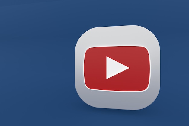 Renderização 3d do logotipo do aplicativo Youtube em fundo azul