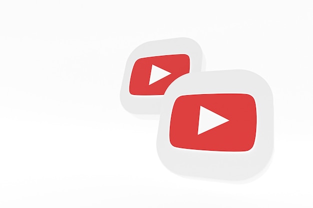Renderização 3D do logotipo do aplicativo Youtube em fundo branco