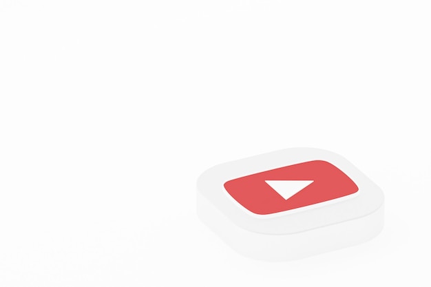 Foto renderização 3d do logotipo do aplicativo youtube em fundo branco