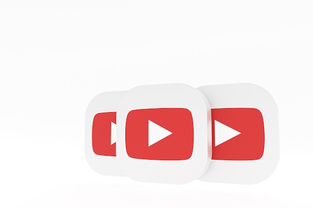 Renderização 3d do logotipo do aplicativo Youtube em fundo branco