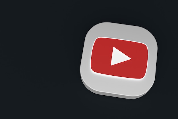 Renderização 3D do logotipo do aplicativo Youtube em fundo preto