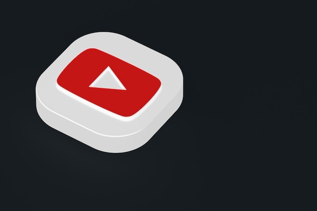 Foto renderização 3d do logotipo do aplicativo youtube em fundo preto