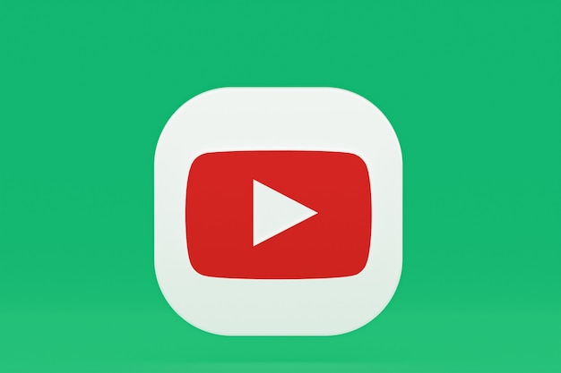 Renderização 3d do logotipo do aplicativo youtube sobre fundo verde