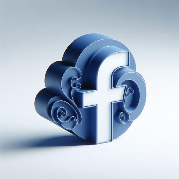 Renderização 3D do logotipo do Facebook em um fundo branco