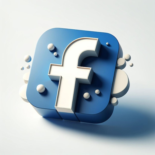 Renderização 3D do logotipo do Facebook em um fundo branco