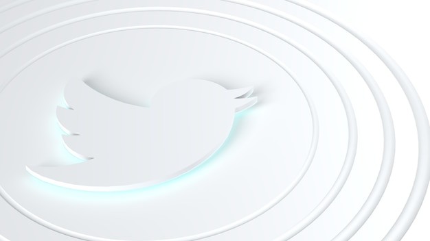 Foto renderização 3d do logotipo do twitter