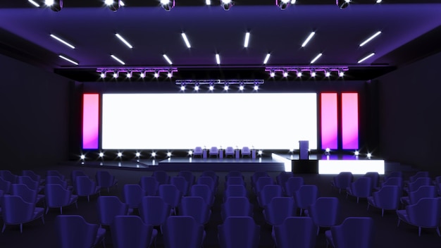 Renderização 3D do palco vazio Design para modelo e identidade corporativa Palco projetado originalmente
