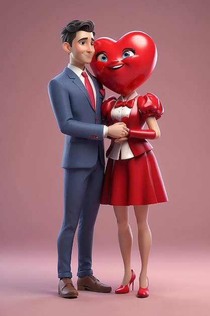 Renderização 3D do personagem do Dia dos Namorados no amor