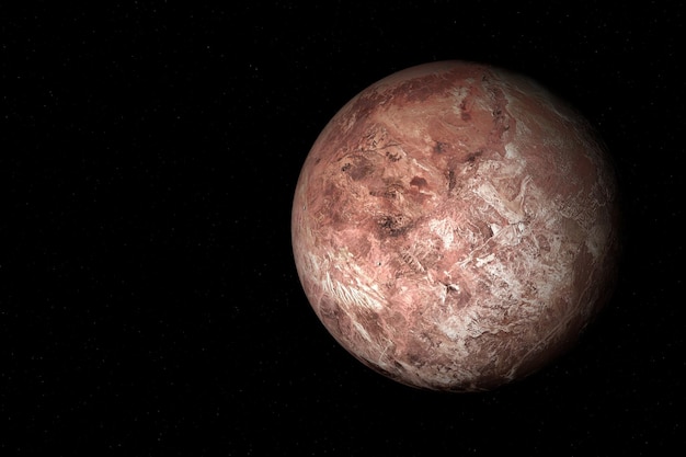 renderização 3D do planeta anão Makemake localizado no cinturão de Kuiper