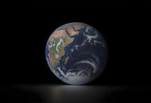 Renderização 3D do planeta Terra em fundo preto