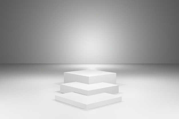 Foto renderização 3d do pódio branco vazio.