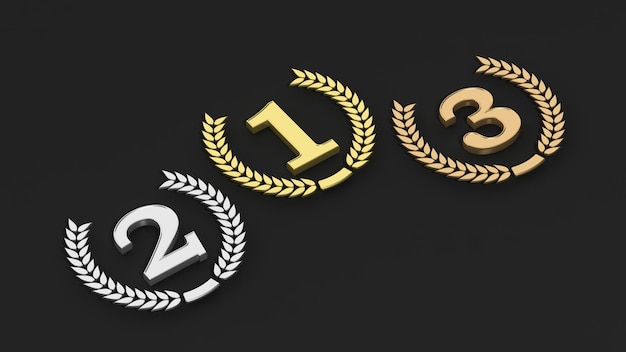 renderização 3D do pódio dos vencedores