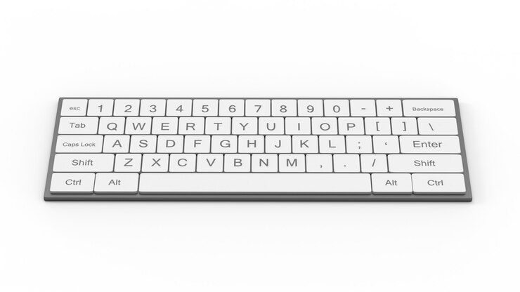 Foto renderização 3d do teclado do computador ou teclado no fundo branco