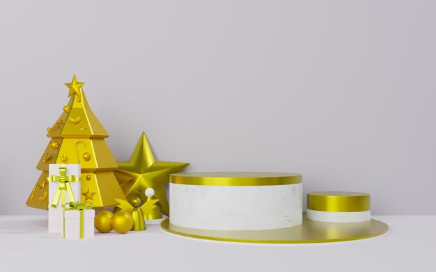 Renderização 3D do tema do pódio para o Natal