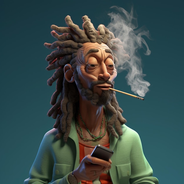 renderização 3d dos desenhos animados de maconha