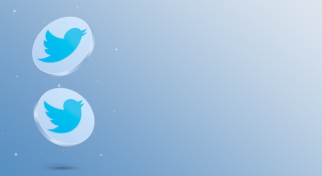 Renderização 3D dos ícones do Twitter nas redes sociais