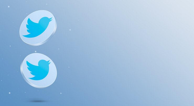 Foto renderização 3d dos ícones do twitter nas redes sociais