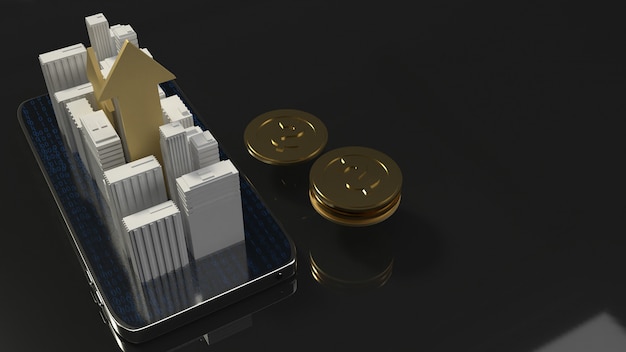 Renderização 3d edifício no telemóvel