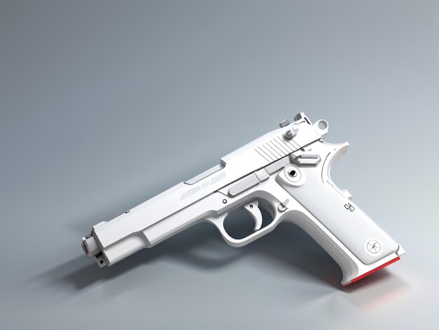 Foto renderização 3d elegante e poderosa de uma grande pistola branca