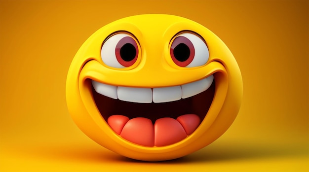 renderização 3D Emoticon feliz e rindo