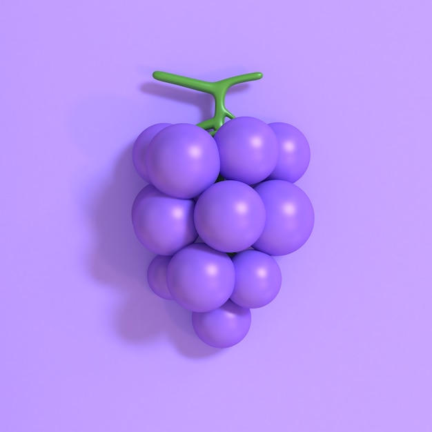 Renderização 3d estilo roxo-violeta dos desenhos animados da uva