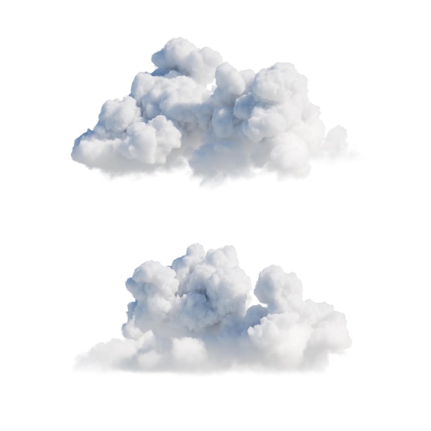 renderização 3D Formas de clipart de nuvens brancas abstratas isoladas em fundo branco