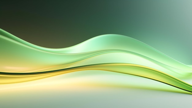 renderização 3D fundo branco abstrato iluminado com verde claro e amarelo Generative AI