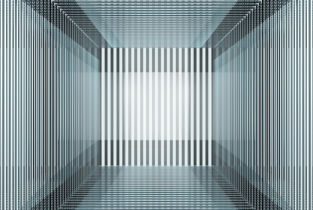 renderização 3D. fundo de arte de parede de vidro futurista luz azul linhas.