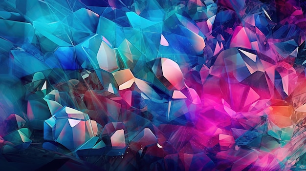 renderização 3D fundo de cristal abstrato textura iridescente Generative Ai