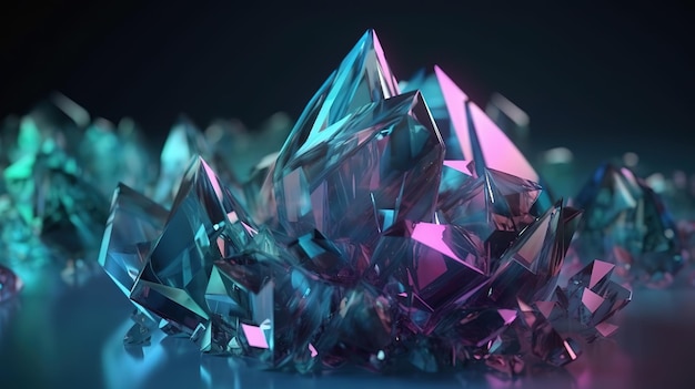 renderização 3D Fundo de vidro de cristal abstrato Generative Ai