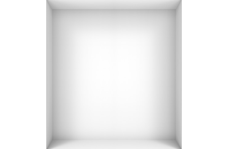 Foto renderização 3d. fundo do projeto da parede da caixa do quarto do canto branco mínimo simples moderno vazio.