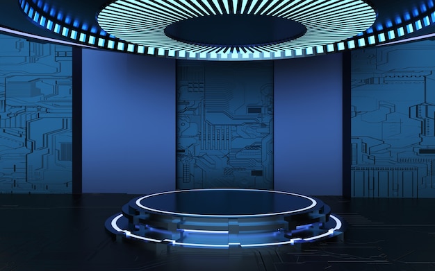 Foto renderização 3d futurista abstrato palco de pódio em branco para apresentação do produto