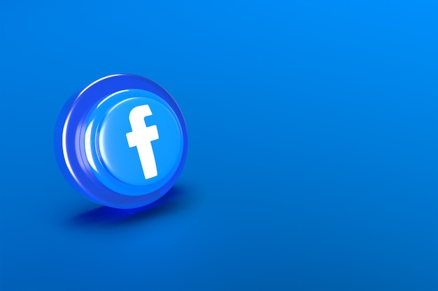 Renderização 3D ícone do Facebook de mídia social em fundo azul