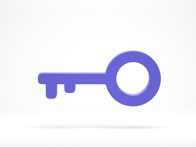 renderização 3d ilustração 3d ícone de chave isolado no design de chave simples de fundo branco