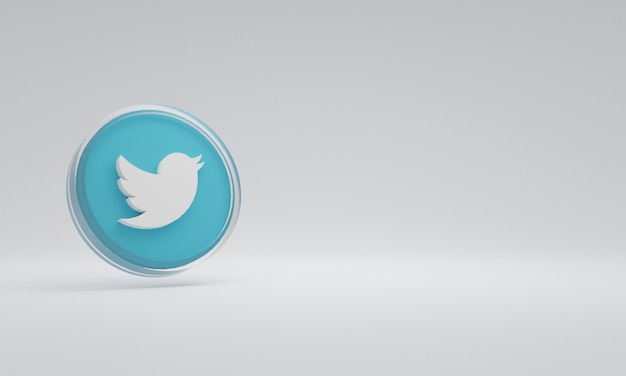 Renderização 3D ilustração ícone logotipo vidro twitter